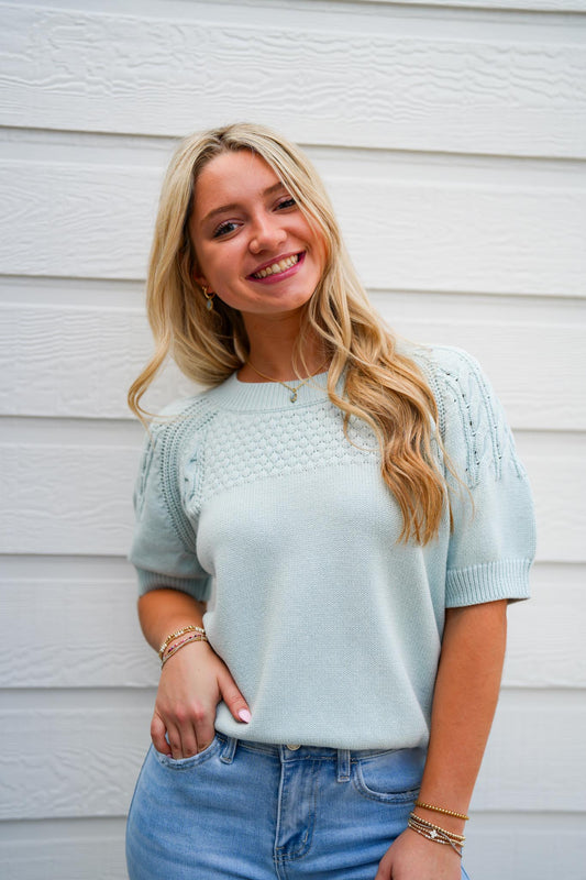 Elsie Sweater - Aquamarine - Southern Belle Boutique