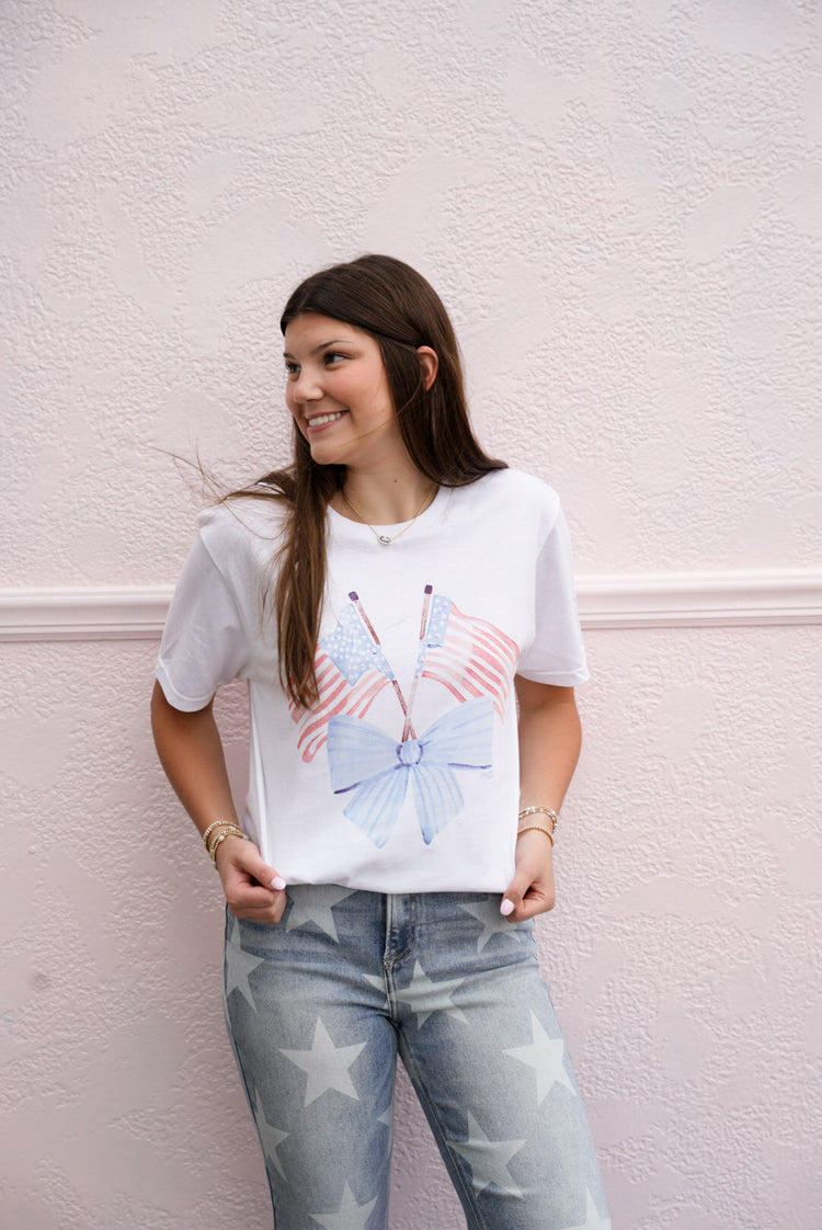 Red White Bow Tee