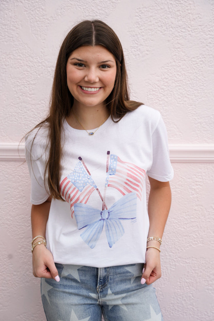 Red White Bow Tee