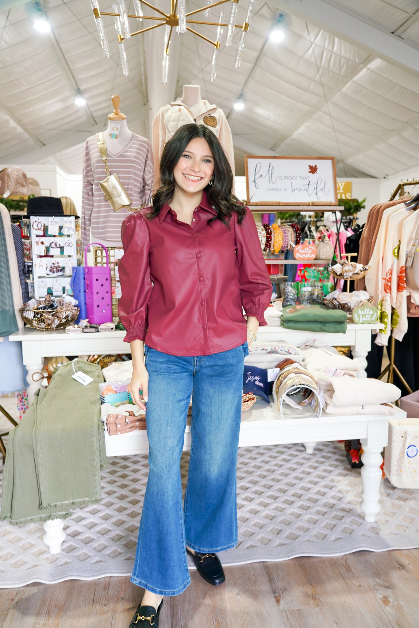 Yara Pleater Top - Red Wine - Southern Belle Boutique