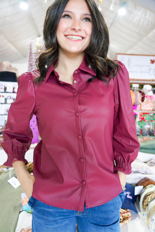Yara Pleater Top  - Red Wine - Southern Belle Boutique