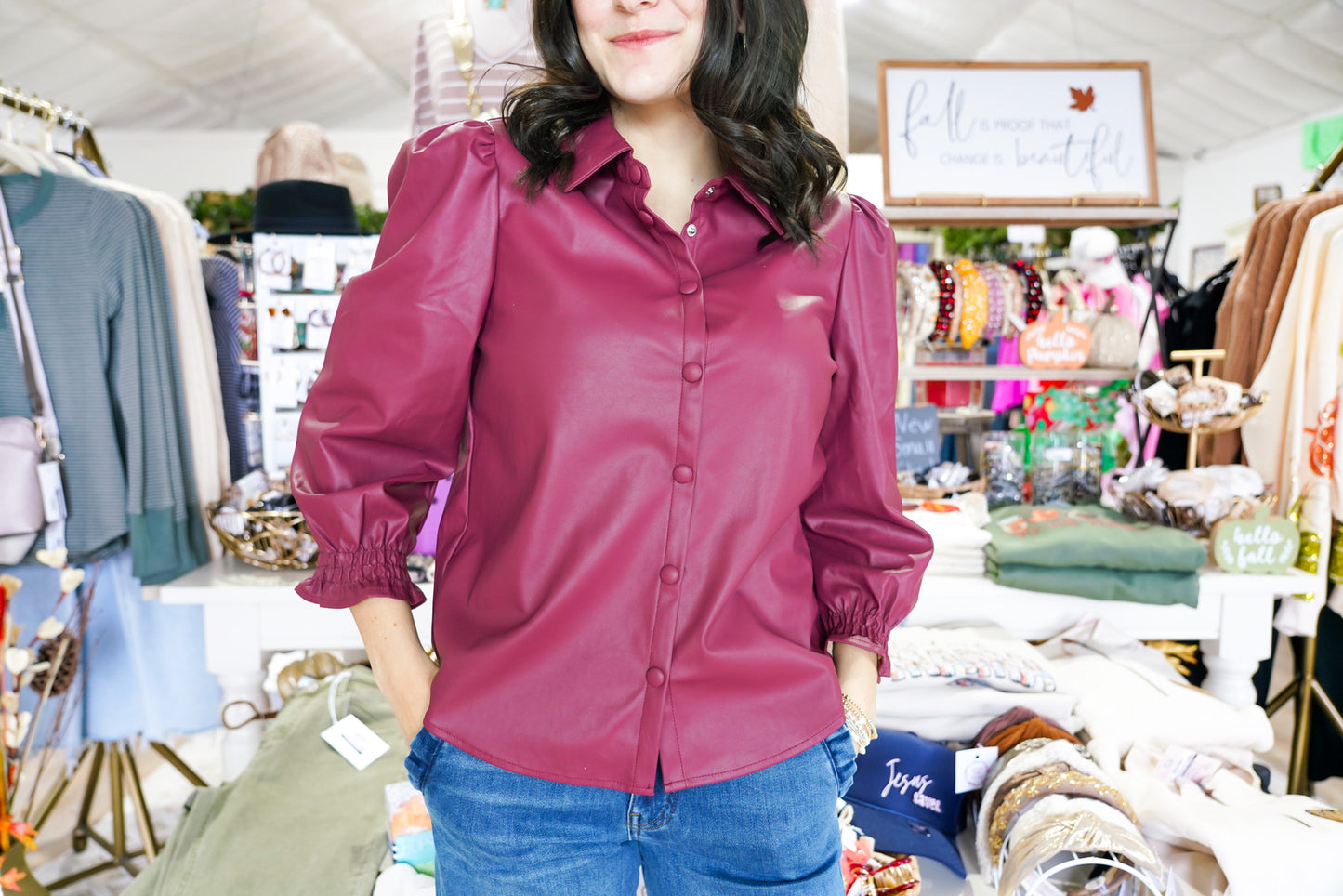 Yara Pleater Top - Red Wine - Southern Belle Boutique