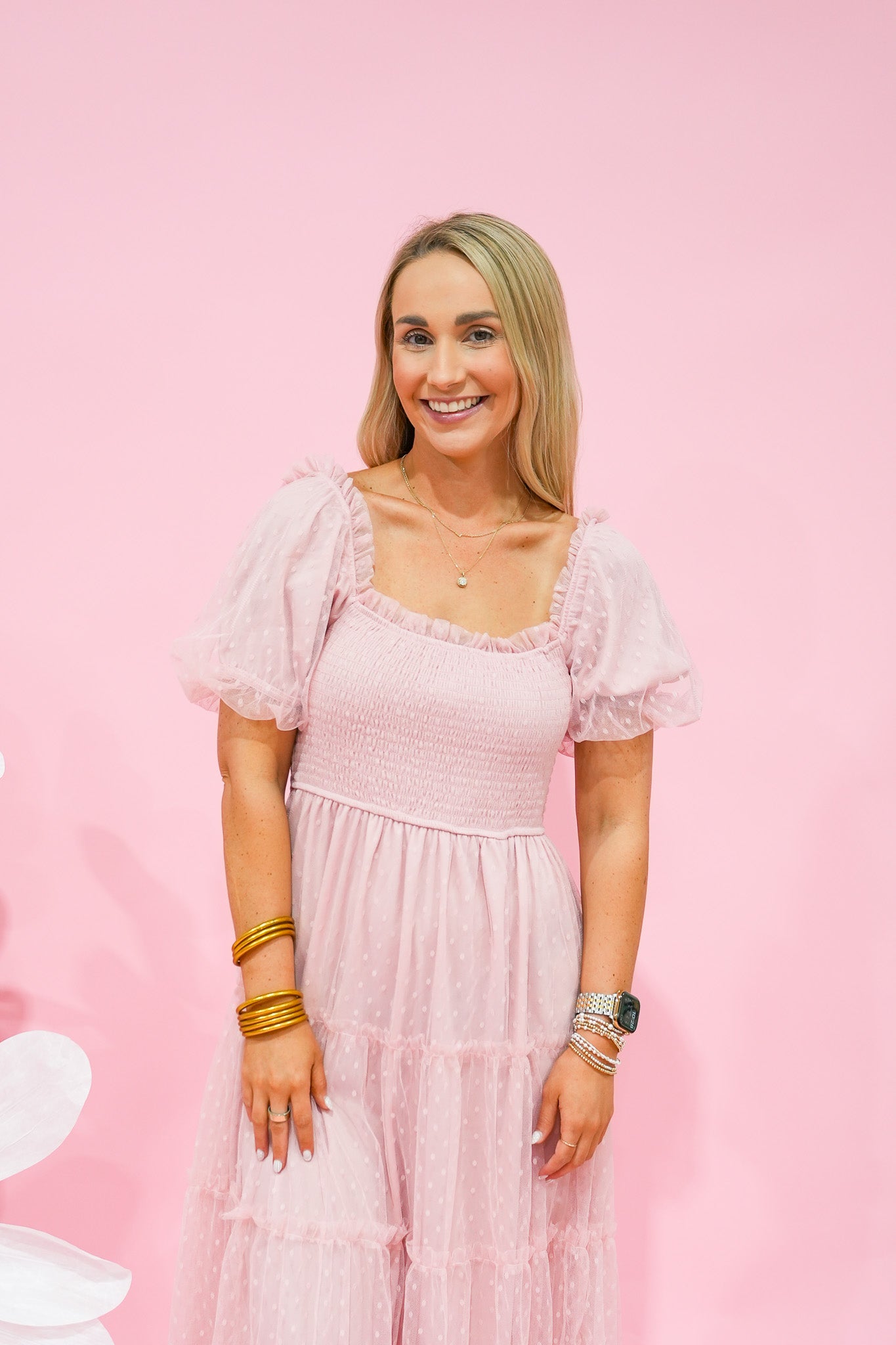 Pink Polka Dot Tierd Midi Dress - Southern Belle Boutique