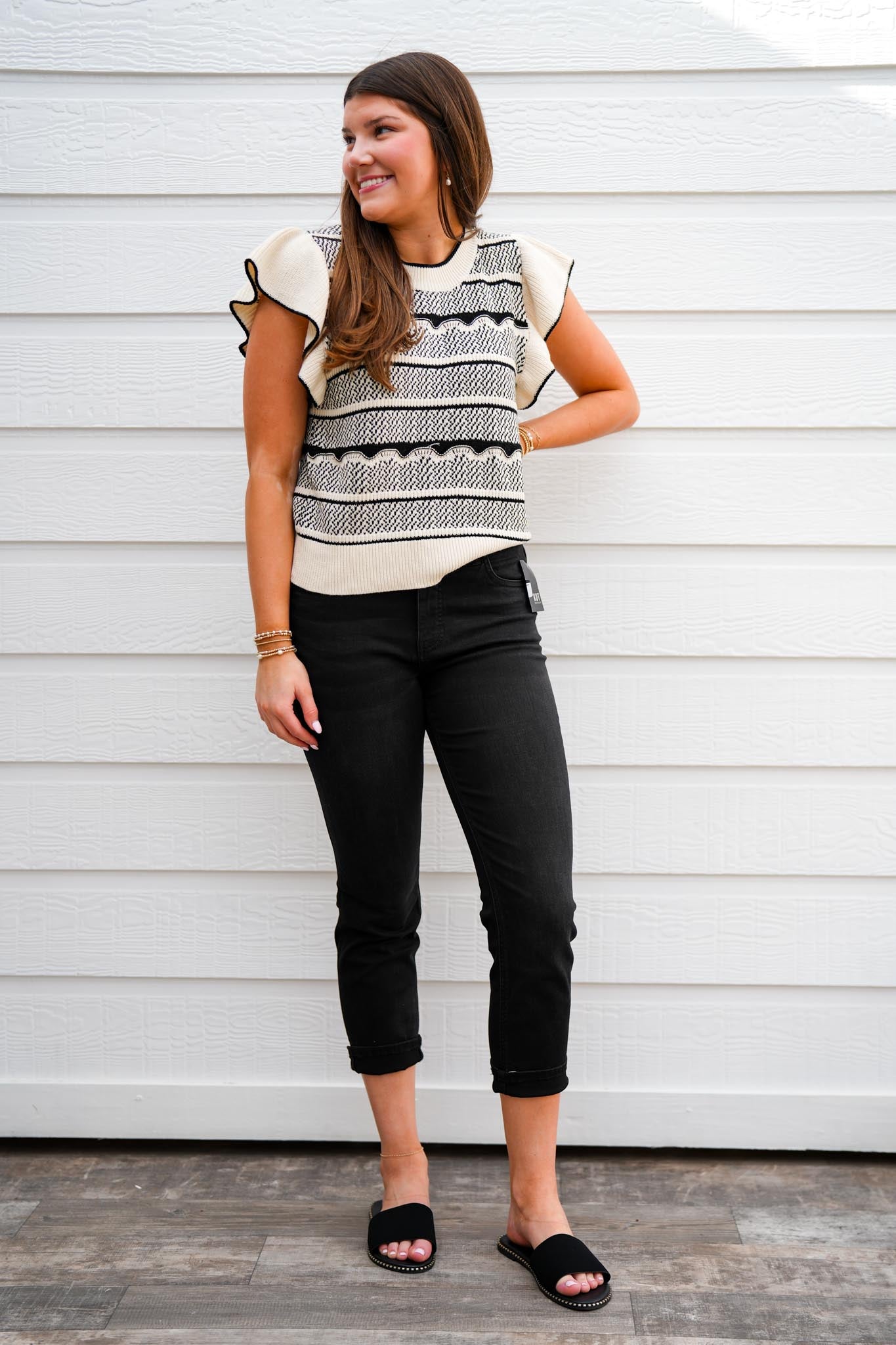 Bethany Sweater - Black/Cream - Southern Belle Boutique