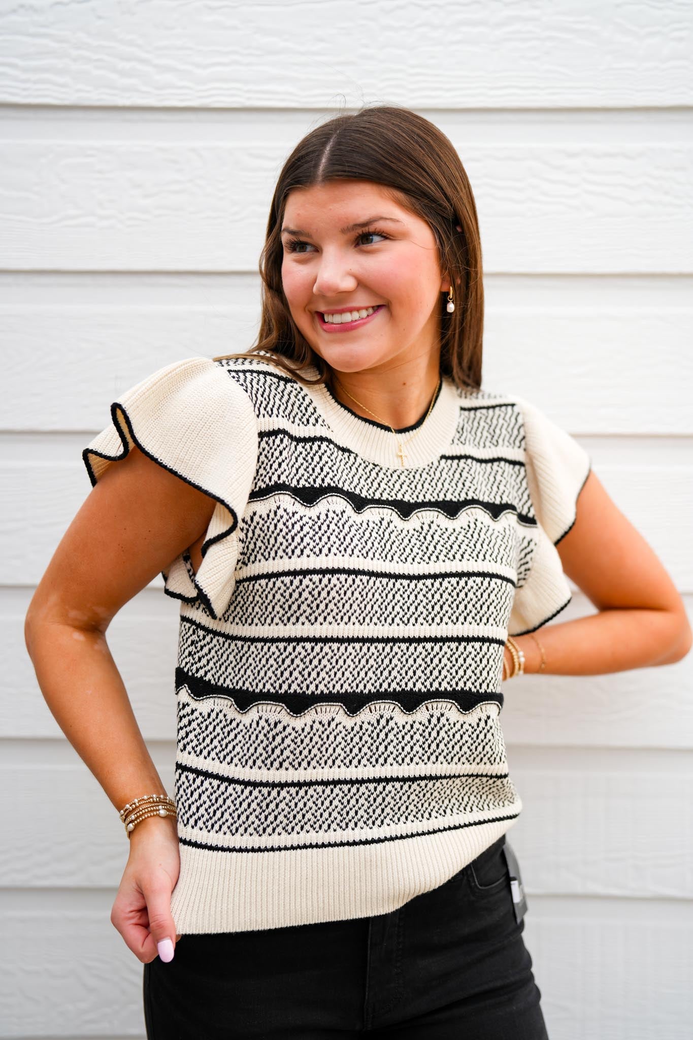 Bethany Sweater - Black/Cream - Southern Belle Boutique