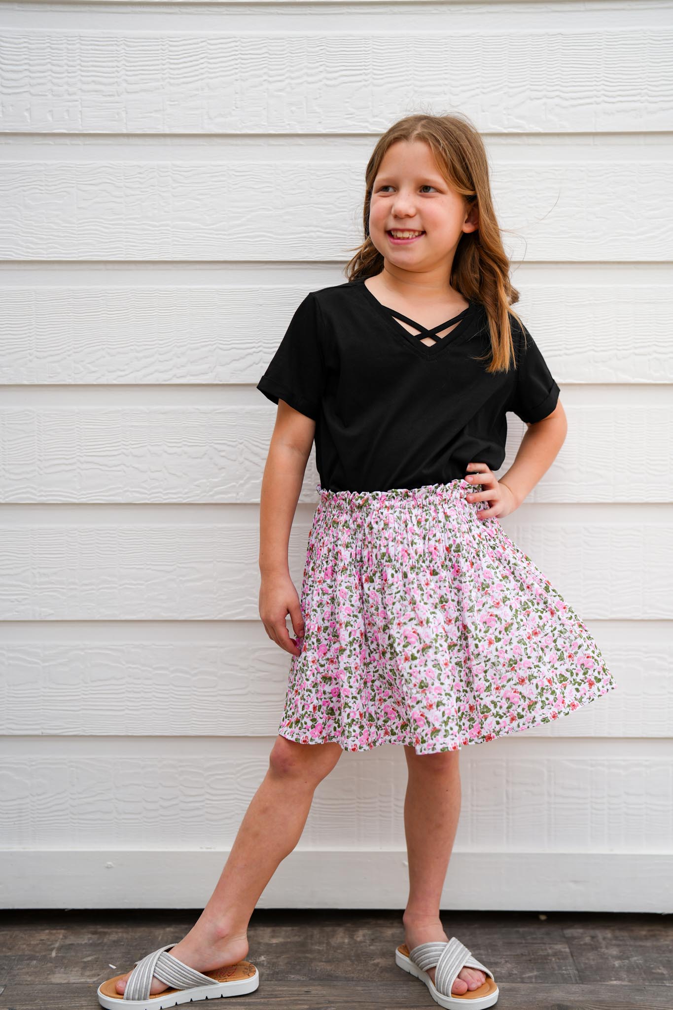 Ditsy Floral Elastic Detailed Skirt - Southern Belle Boutique