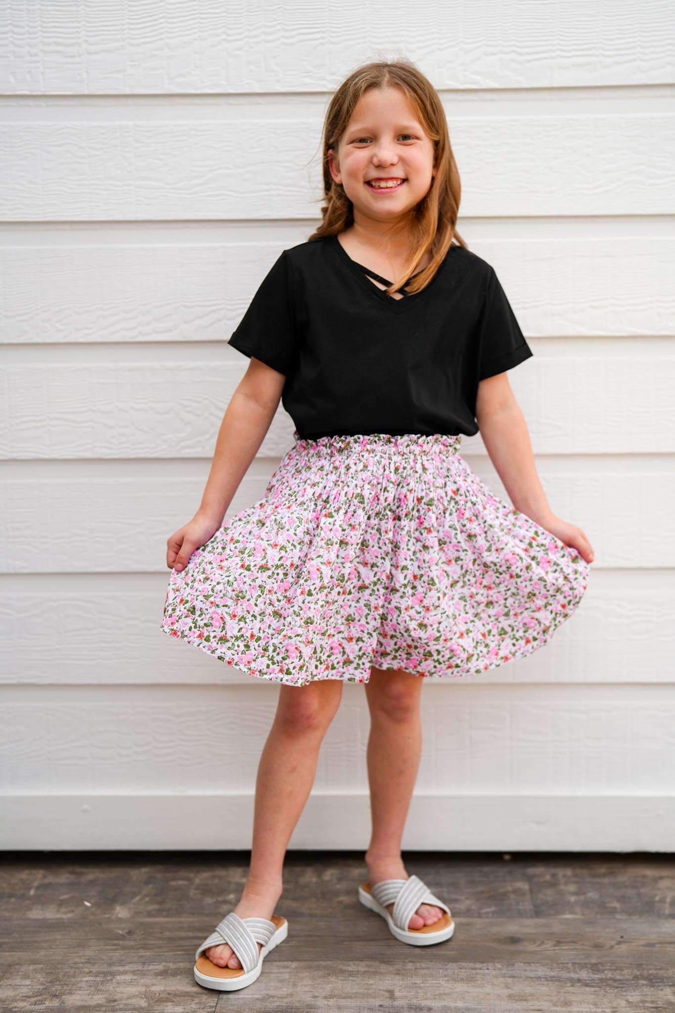 Ditsy Floral Elastic Detailed Skirt - Southern Belle Boutique