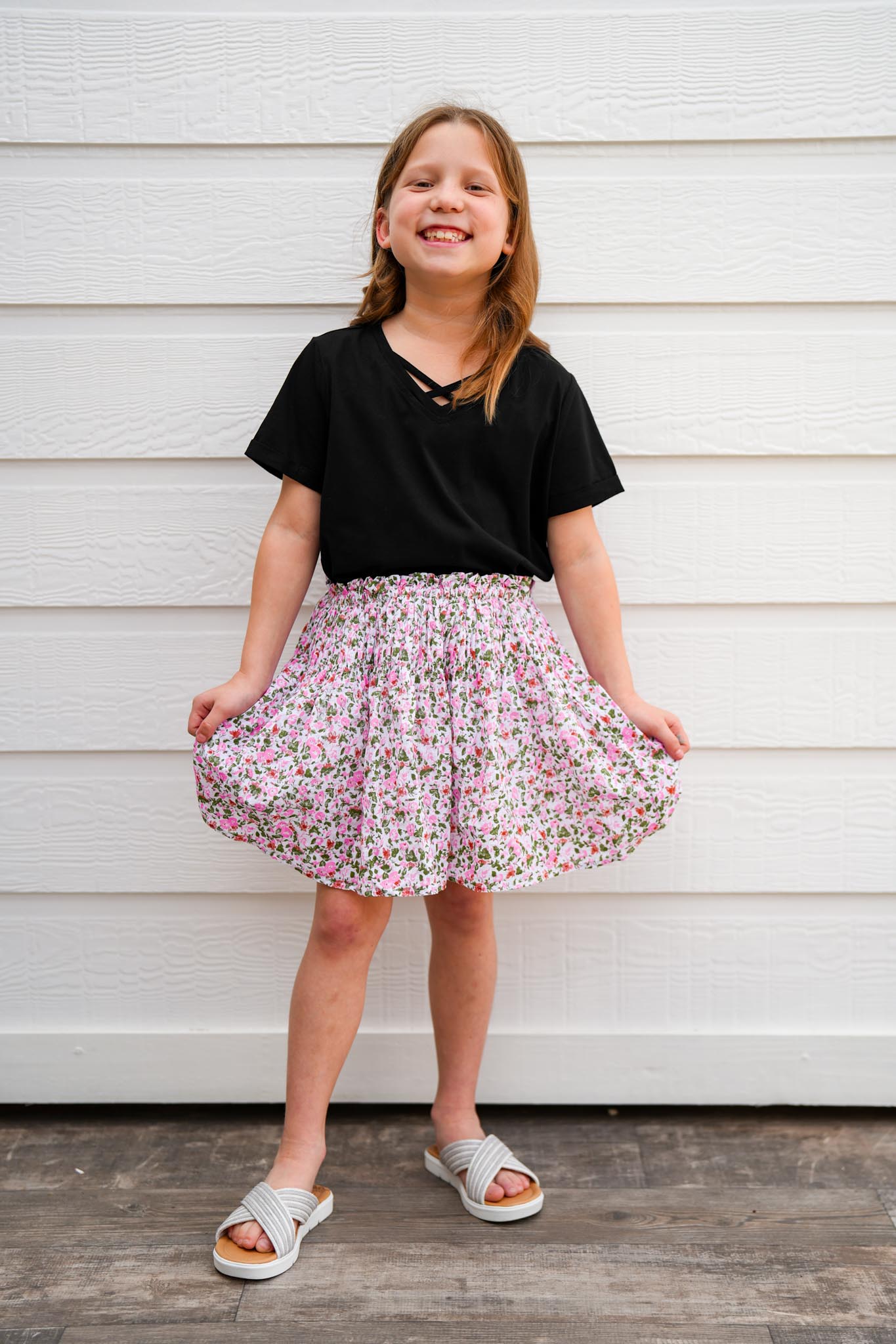 Ditsy Floral Elastic Detailed Skirt - Southern Belle Boutique