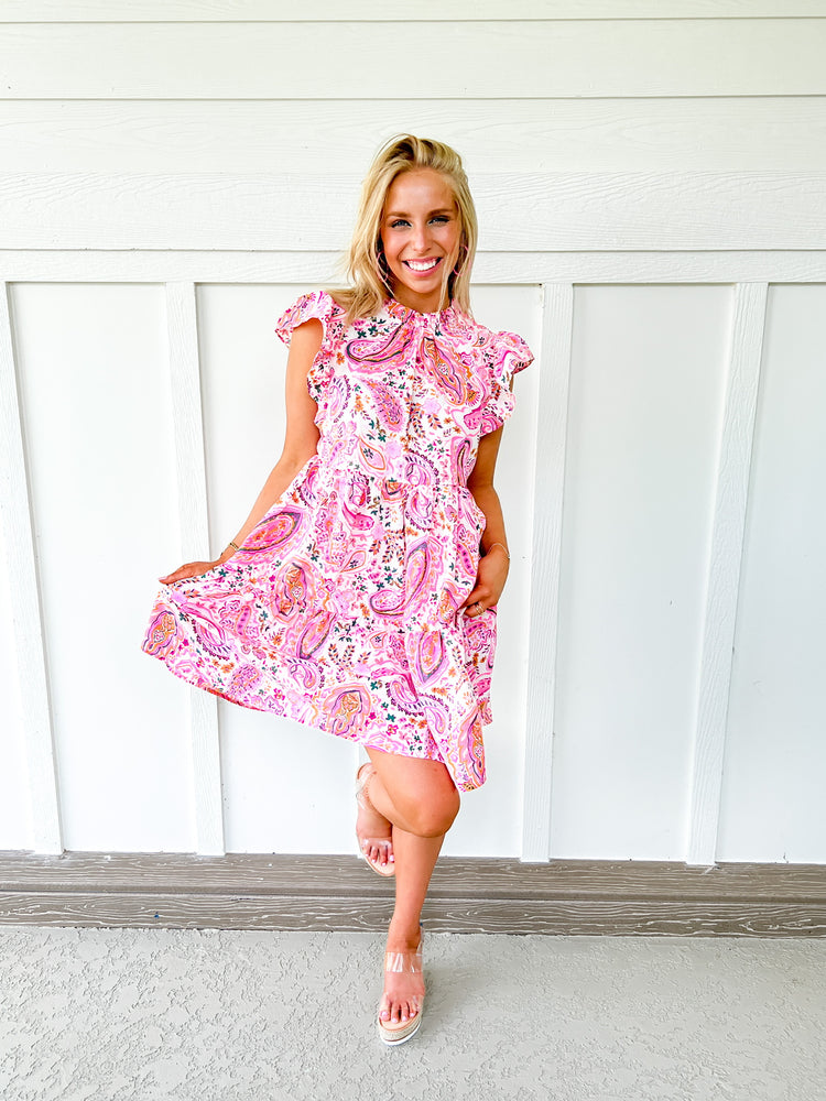 Paisley Pink Baby Doll Dress - Southern Belle Boutique