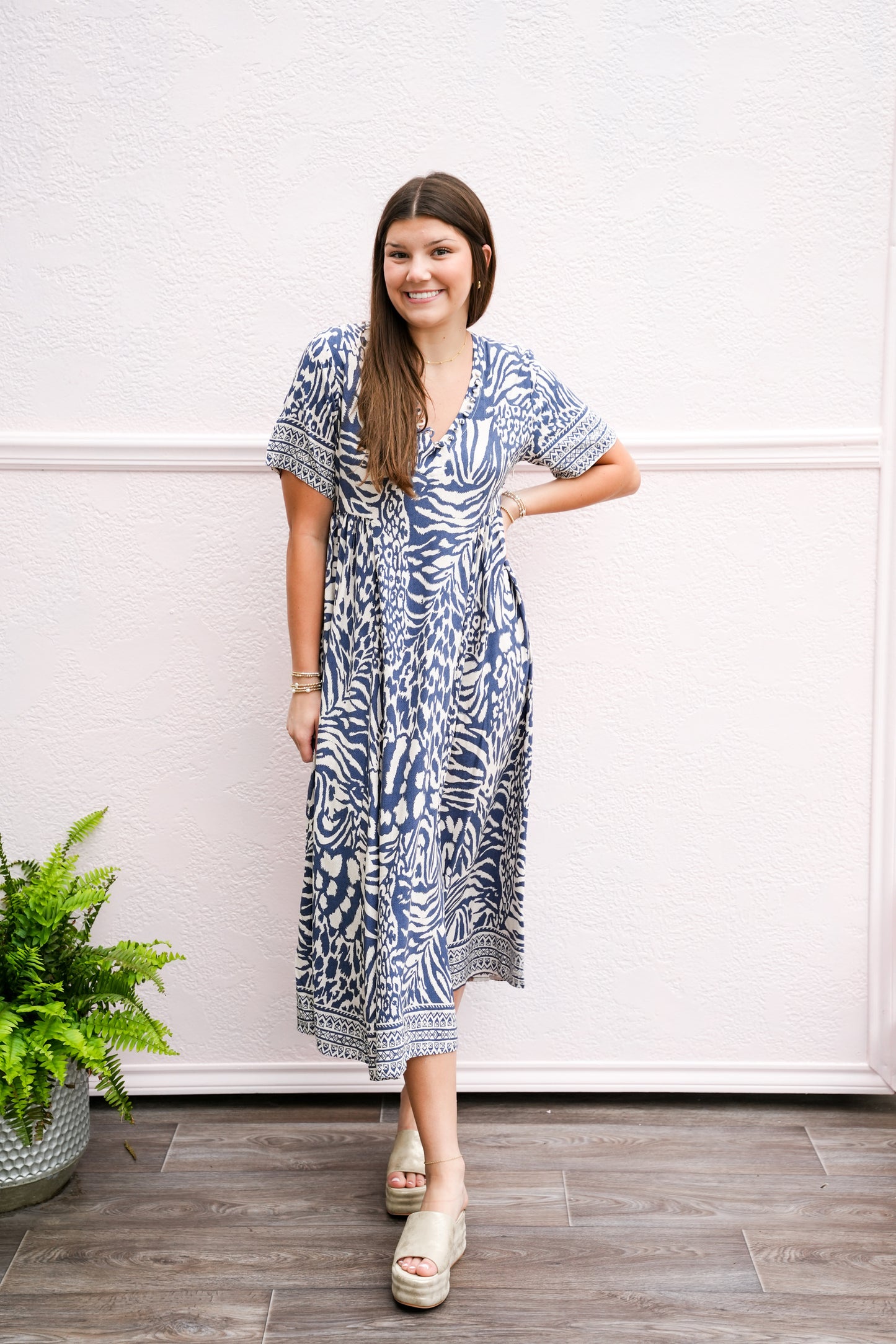 Blue Maggy Long Dress - Southern Belle Boutique