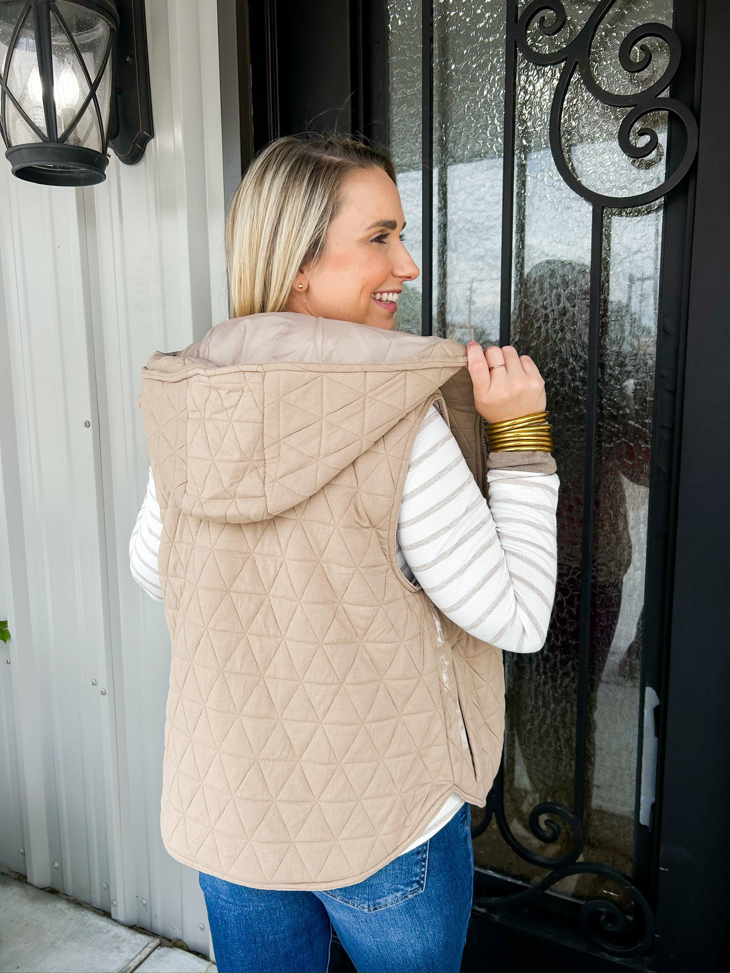 Taupe Quilted Vest - Southern Belle Boutique