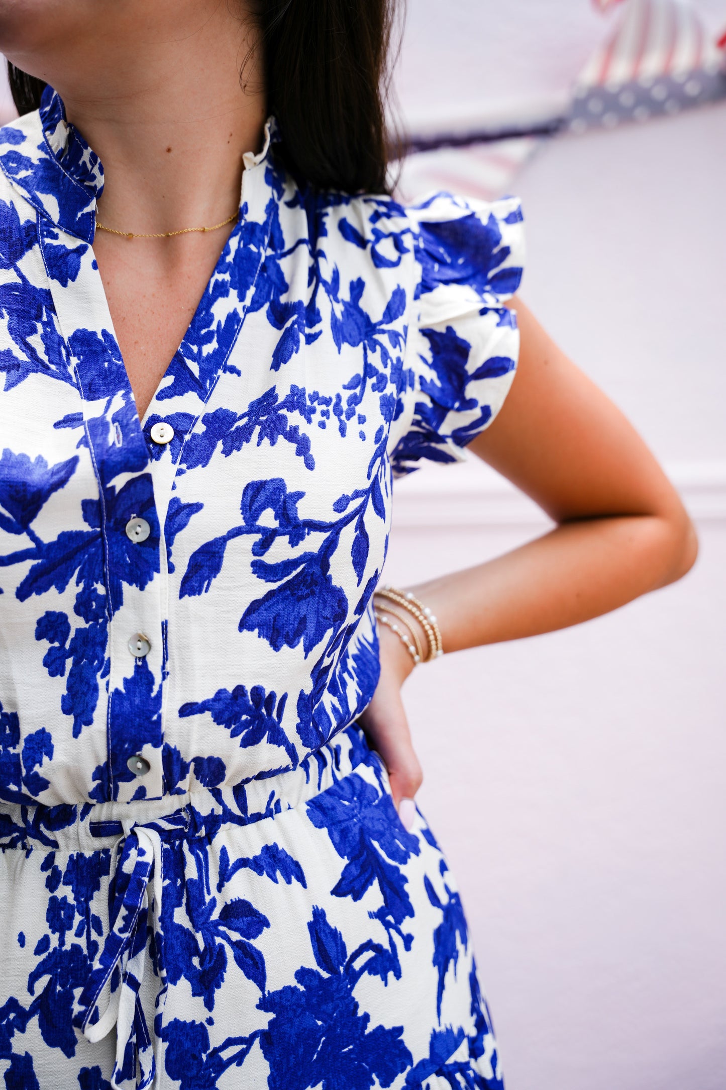 Blue Floral Printed Tiered Maxi Dress