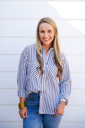 Black Striped Button Down Shirt