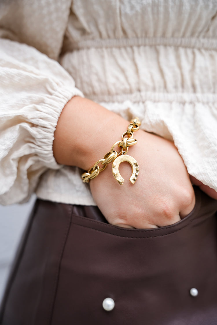 2 Chain Gold Horseshoe Bracelet