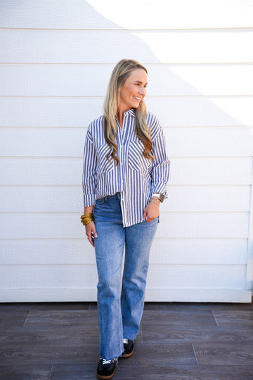 Black Striped Button Down Shirt