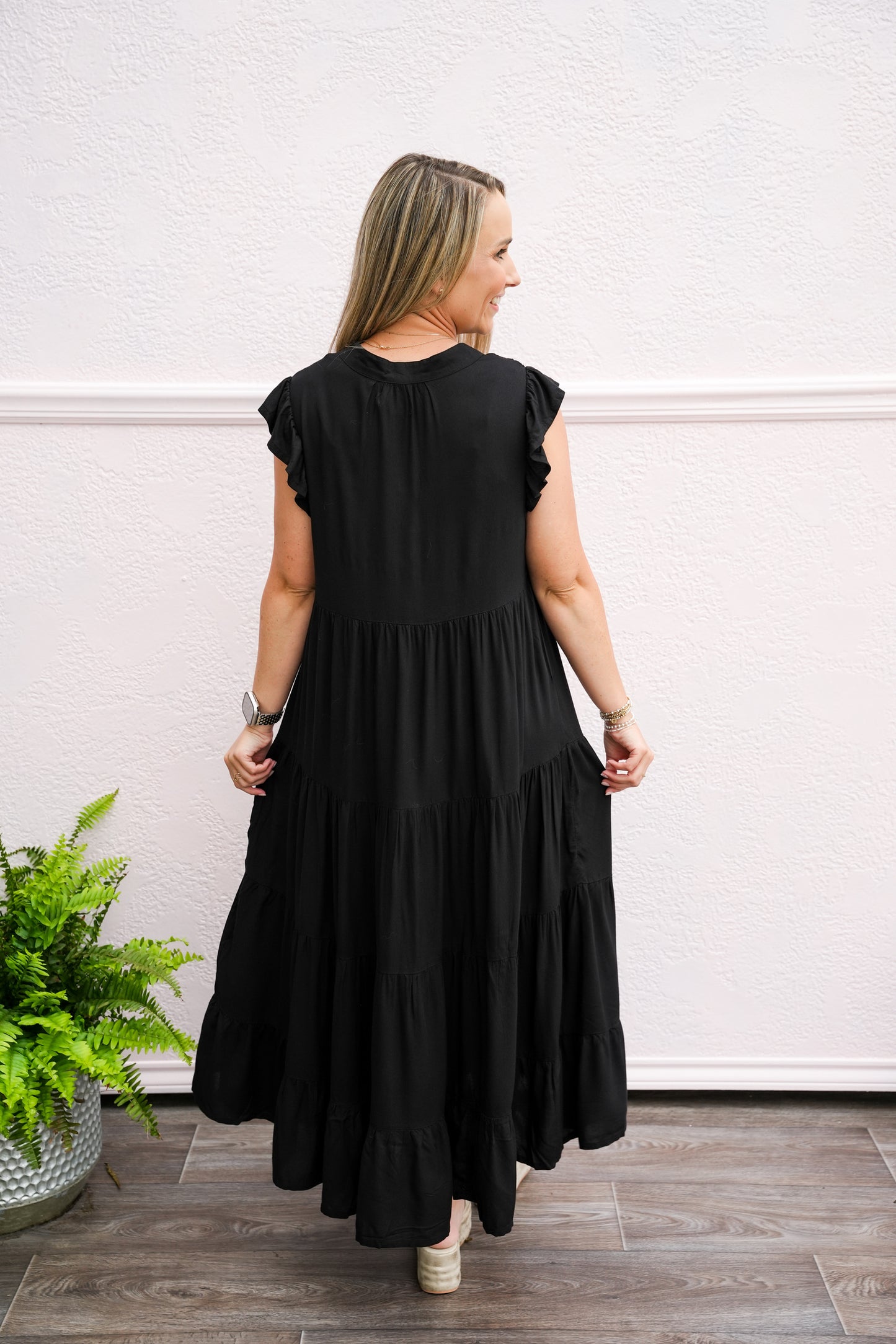 Black Multi Ruffled Dress