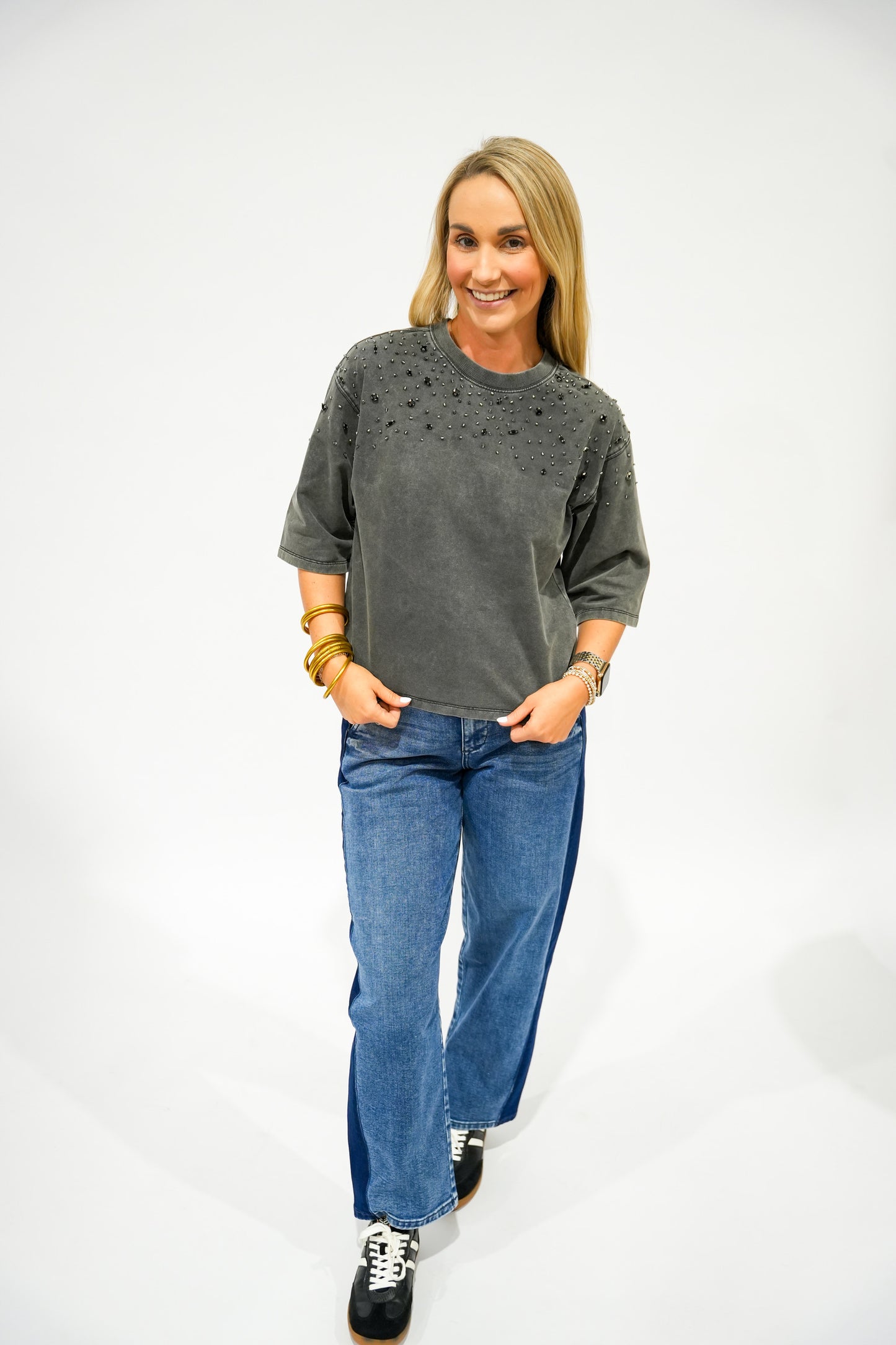 Octavia Top - Black Acid Wash