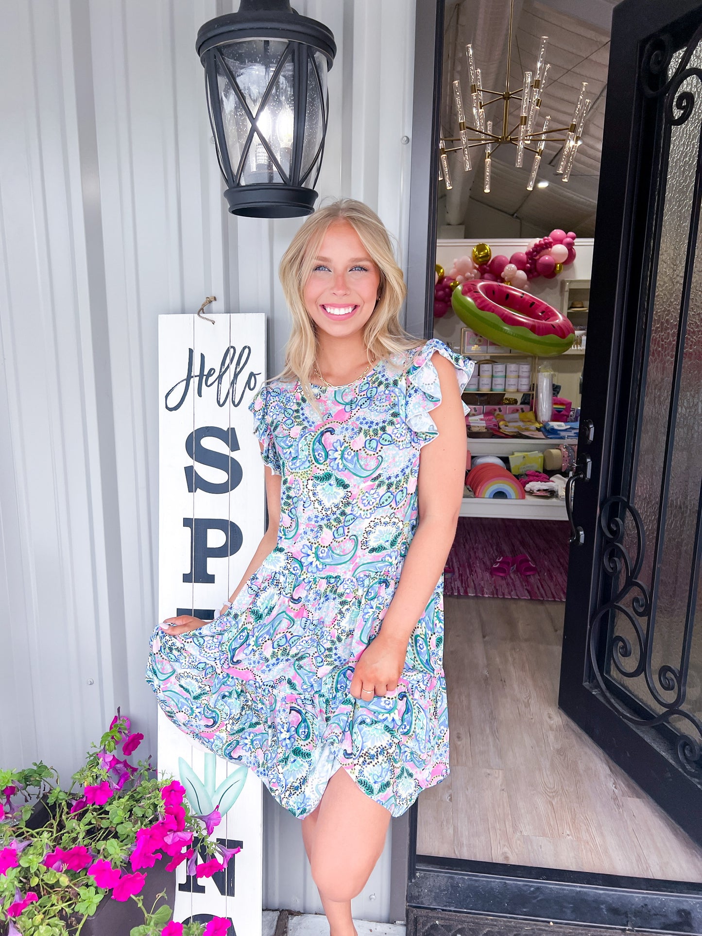 Coco Tiered Mini Dress - St Yves Paisley - Southern Belle Boutique