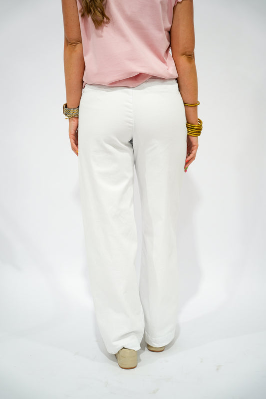 Bristol Wide Leg Pant - White - Southern Belle Boutique