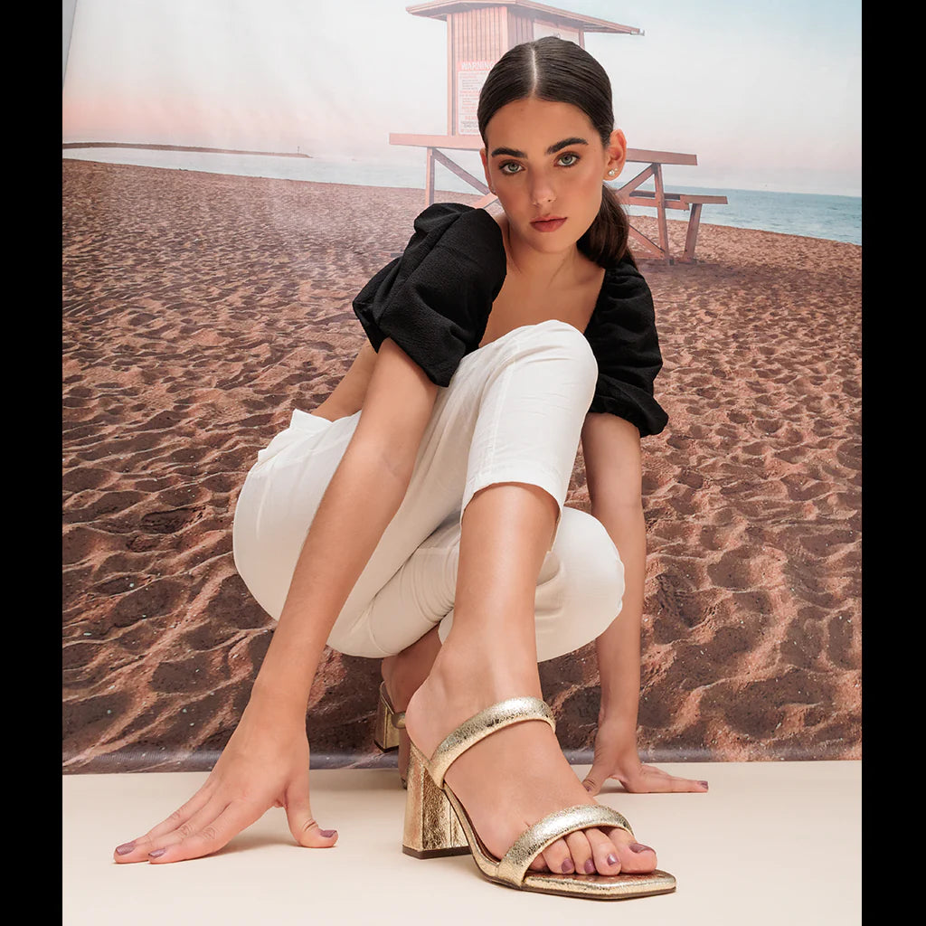 Farah Gold Heel Sandal - Southern Belle Boutique