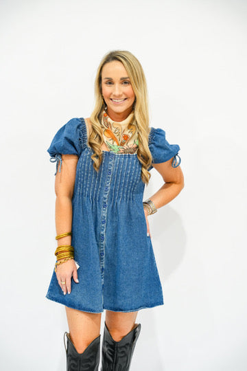 Sassy Denim Mini Dress - Southern Belle Boutique