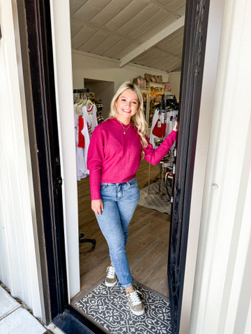 Magenta Hoodie Sweater - Southern Belle Boutique
