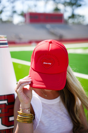 Game Day Trucker Hat - Red - Southern Belle Boutique