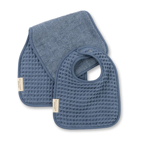 Reversible Bib + Burp Set Rain - Southern Belle Boutique