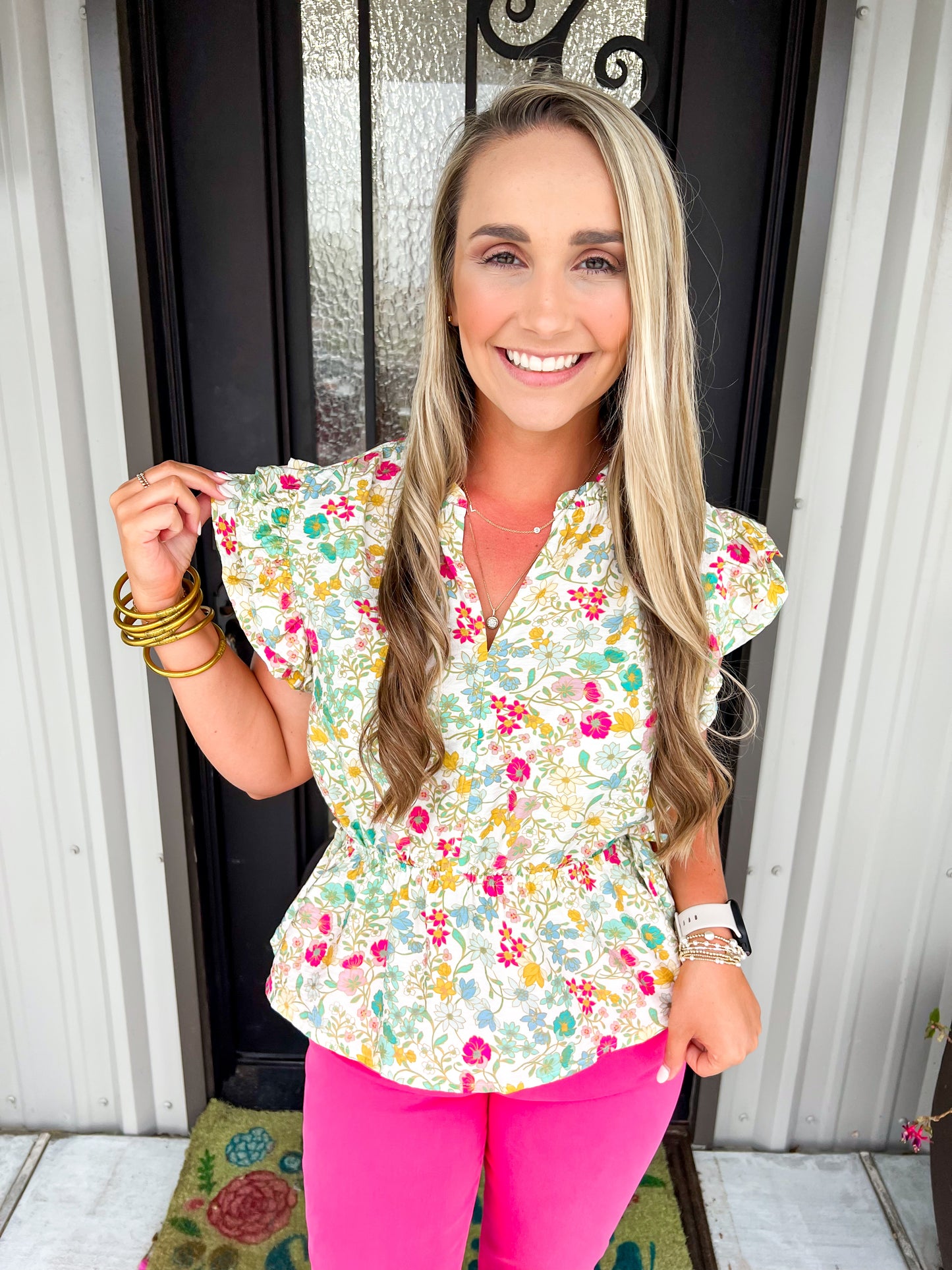Marseille Peplum Top - Victorian Bouquet - Southern Belle Boutique