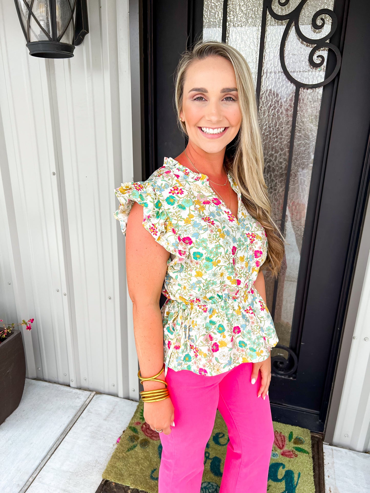 Marseille Peplum Top - Victorian Bouquet - Southern Belle Boutique