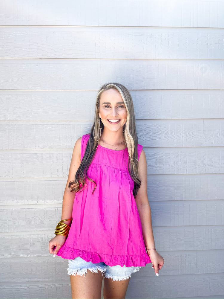 Pink Ruffle Hem Blouse - Southern Belle Boutique