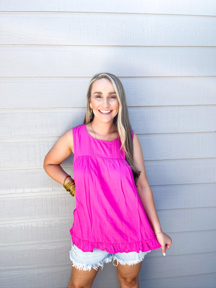 Pink Ruffle Hem Blouse - Southern Belle Boutique