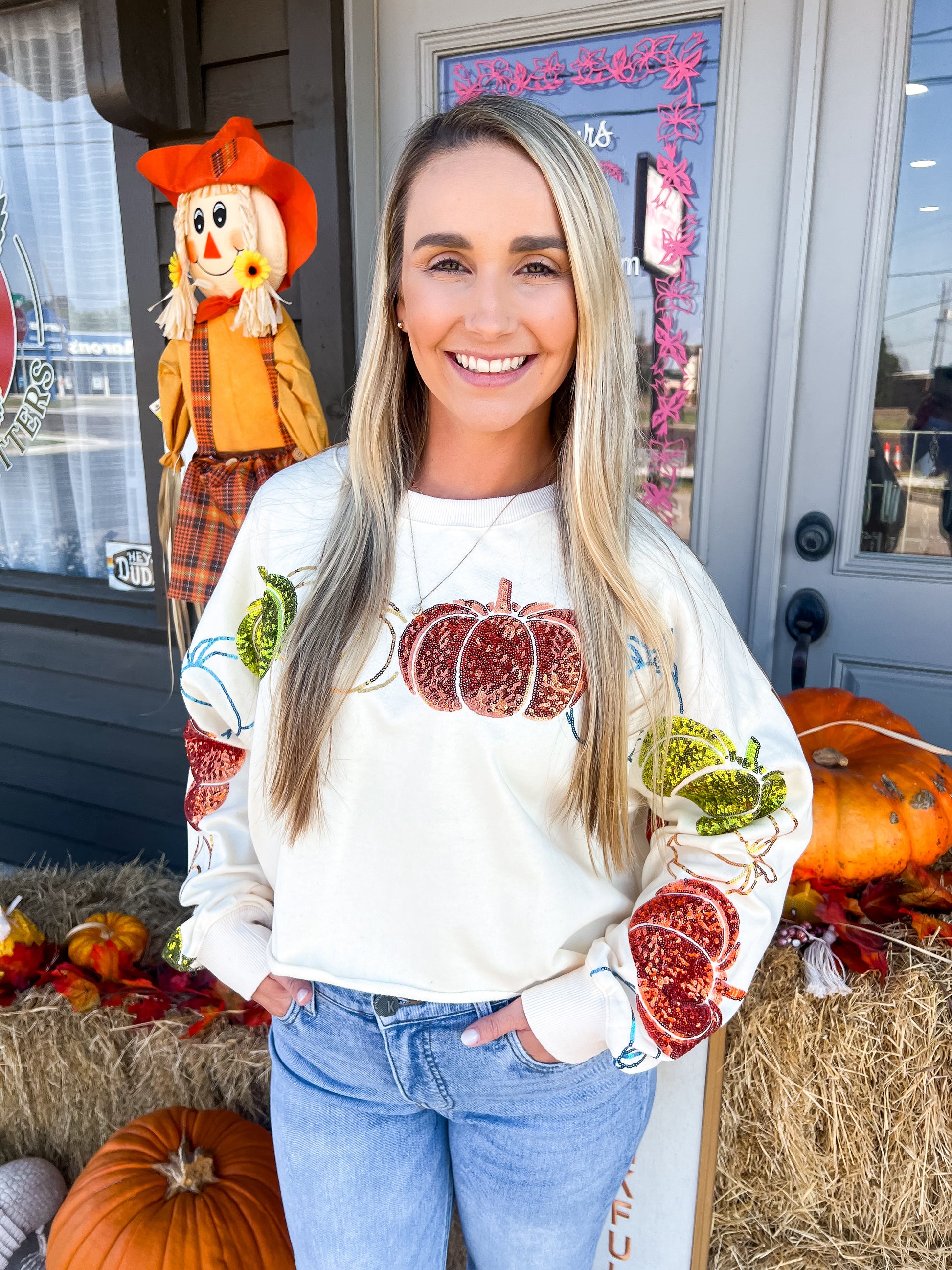 Thanksgiving Pumpkin Sequin Sweatshirts - Southern Belle Boutique