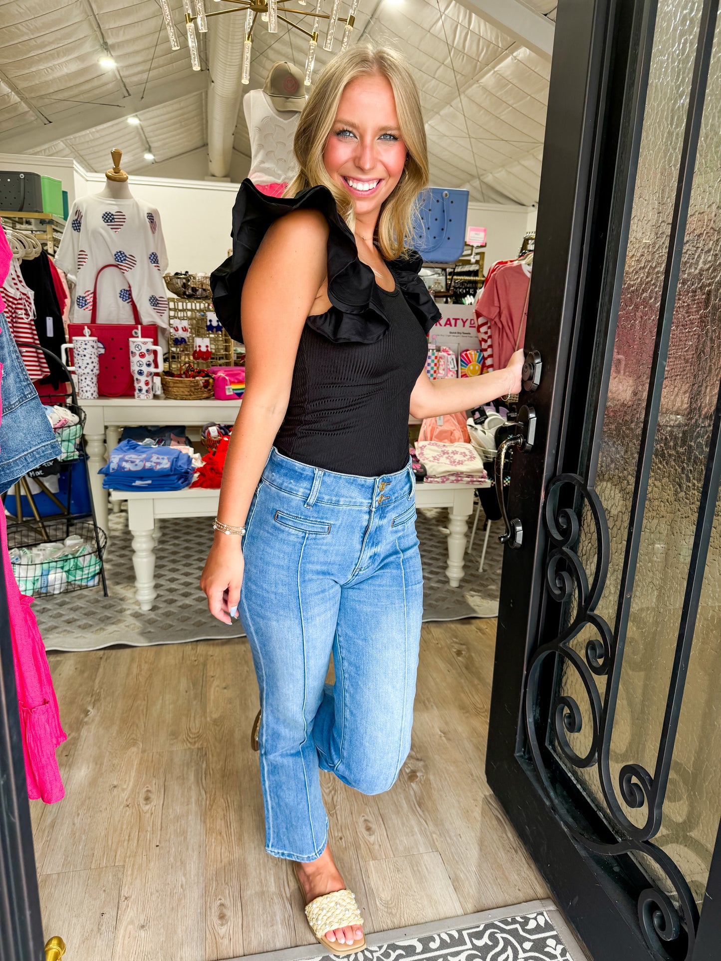 Black Ruffle Sleeve Bodysuit - Southern Belle Boutique
