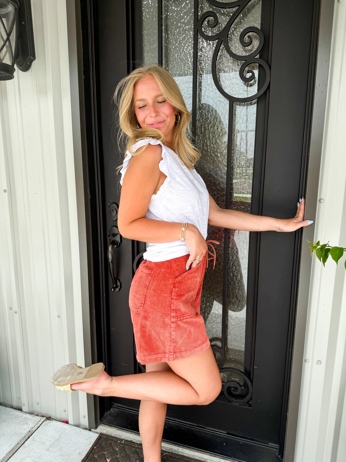 Rust Corduroy Shorts - Southern Belle Boutique