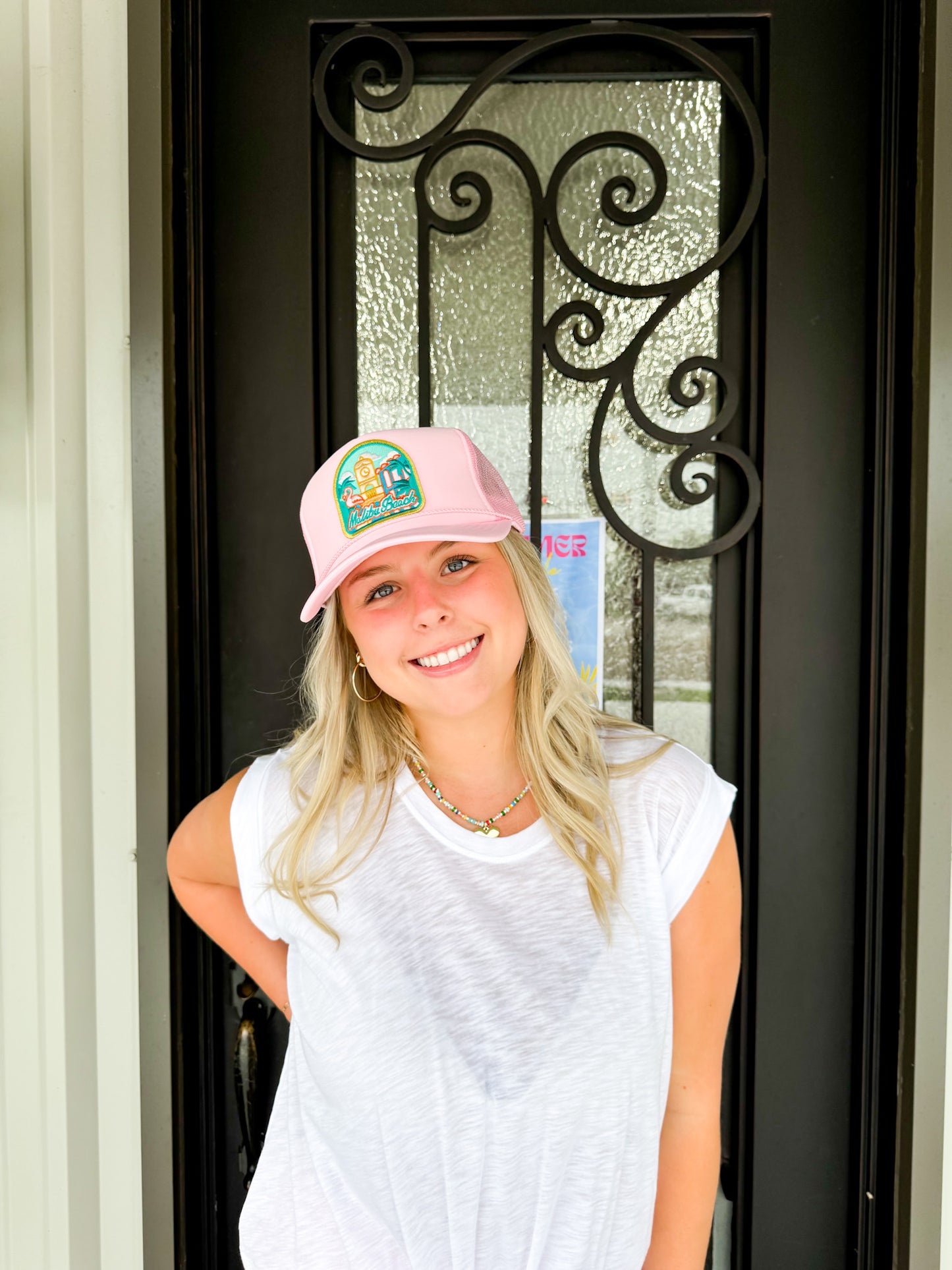 Malibu Beach Glitter Patch Trucker Hat - Southern Belle Boutique