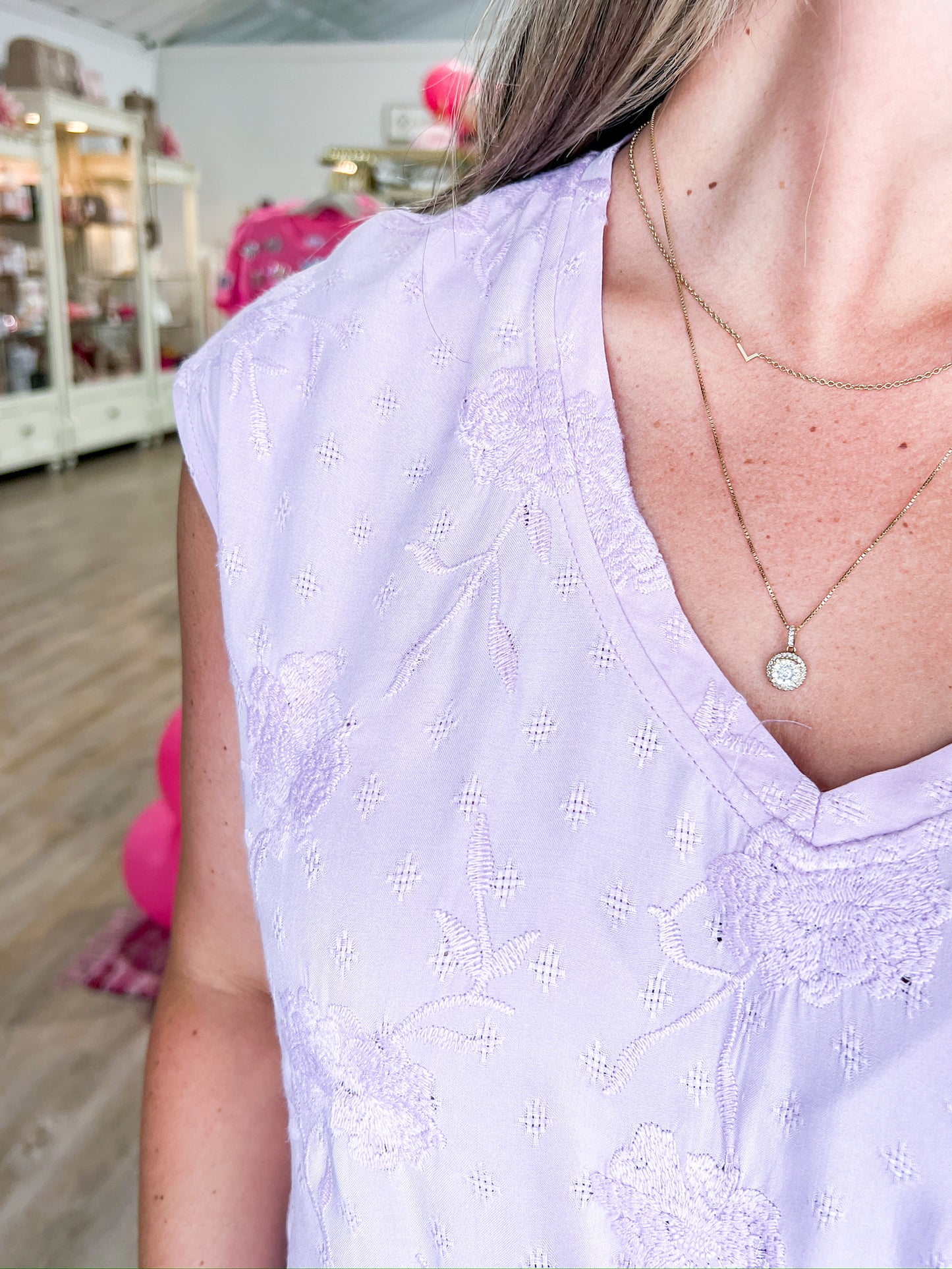 Yanis Embroidery Top English Lavender - Southern Belle Boutique