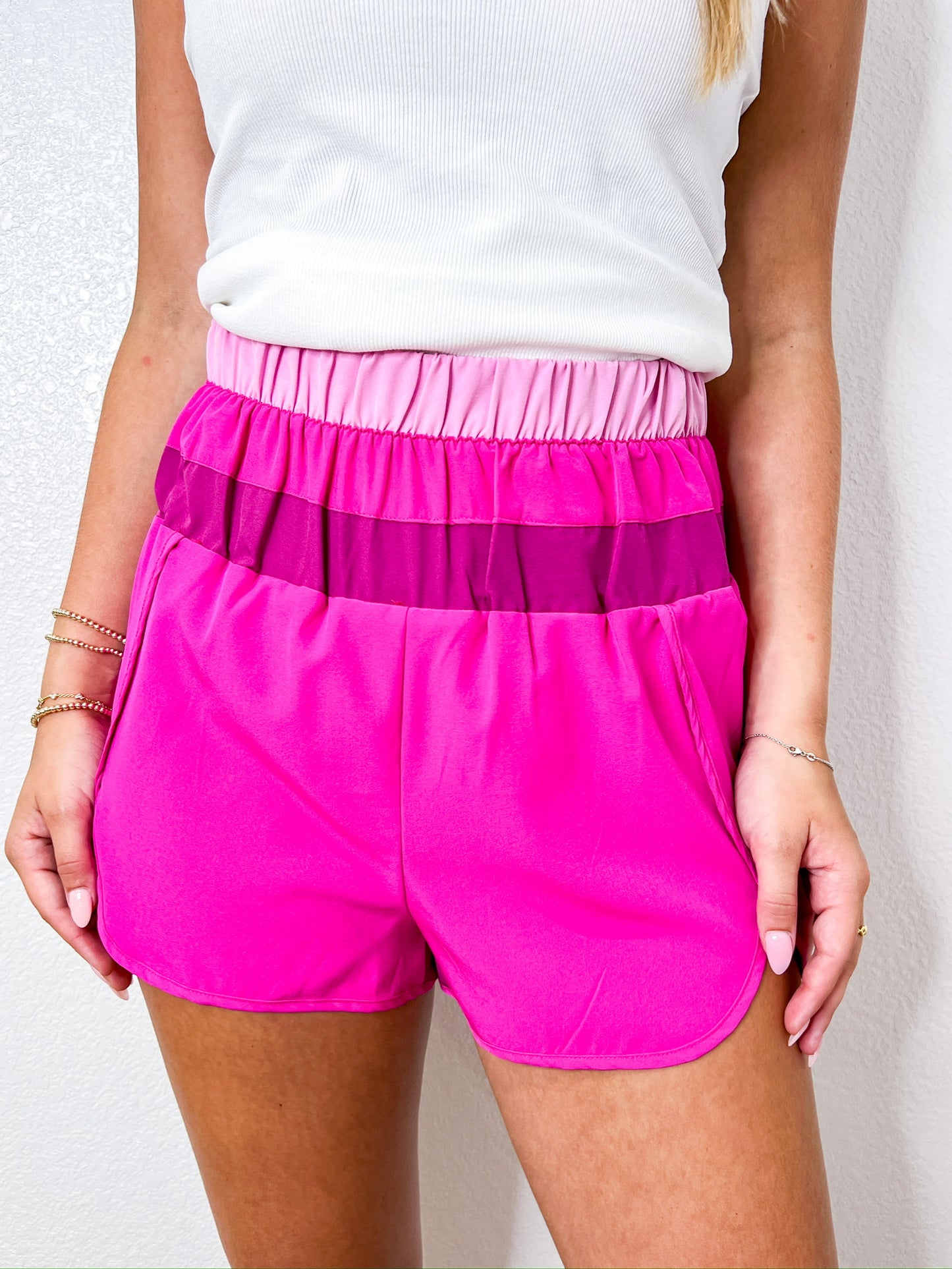 Fuchsia Color Block Active Short - Southern Belle Boutique