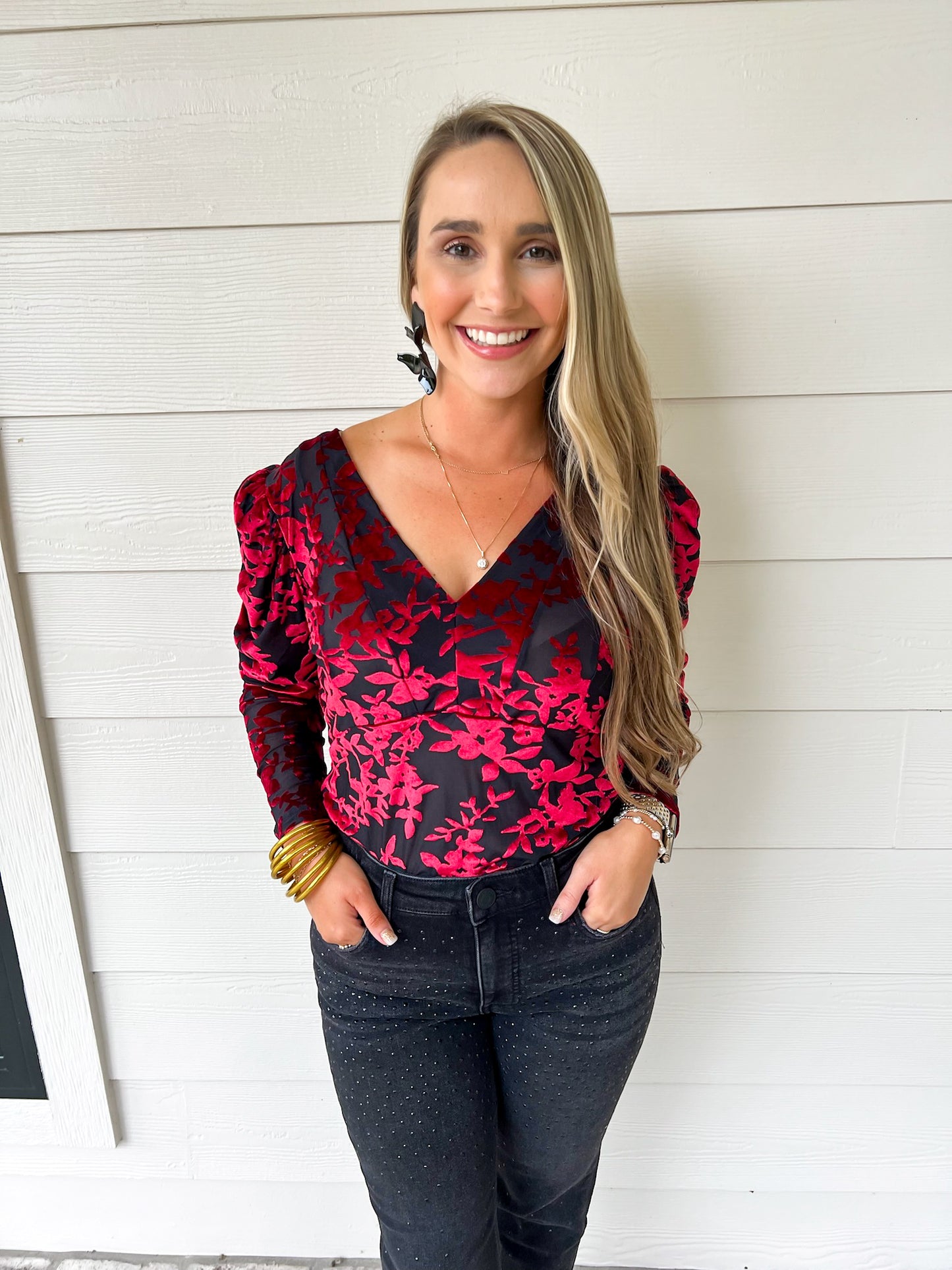 Leanne Mesh Top - Rio Red Burnout - Southern Belle Boutique