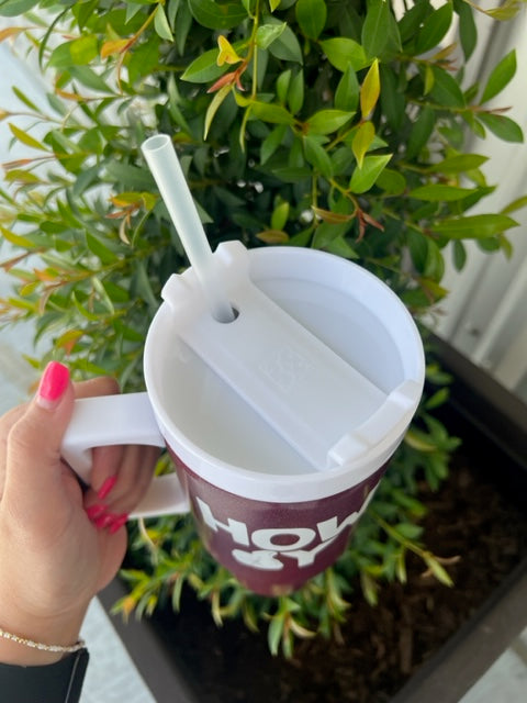 Howdy Maroon Tumbler Glitter - Southern Belle Boutique