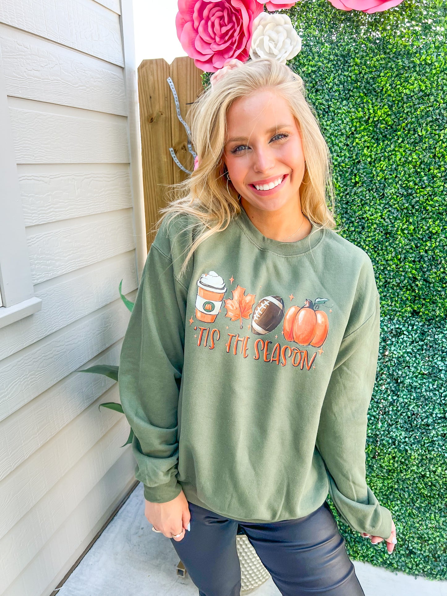 Fall & Football Olive Sweatshirt - Southern Belle Boutique