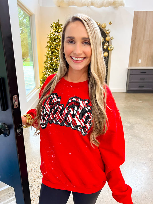 Santa Sequin Red Sweatshirt - Southern Belle Boutique