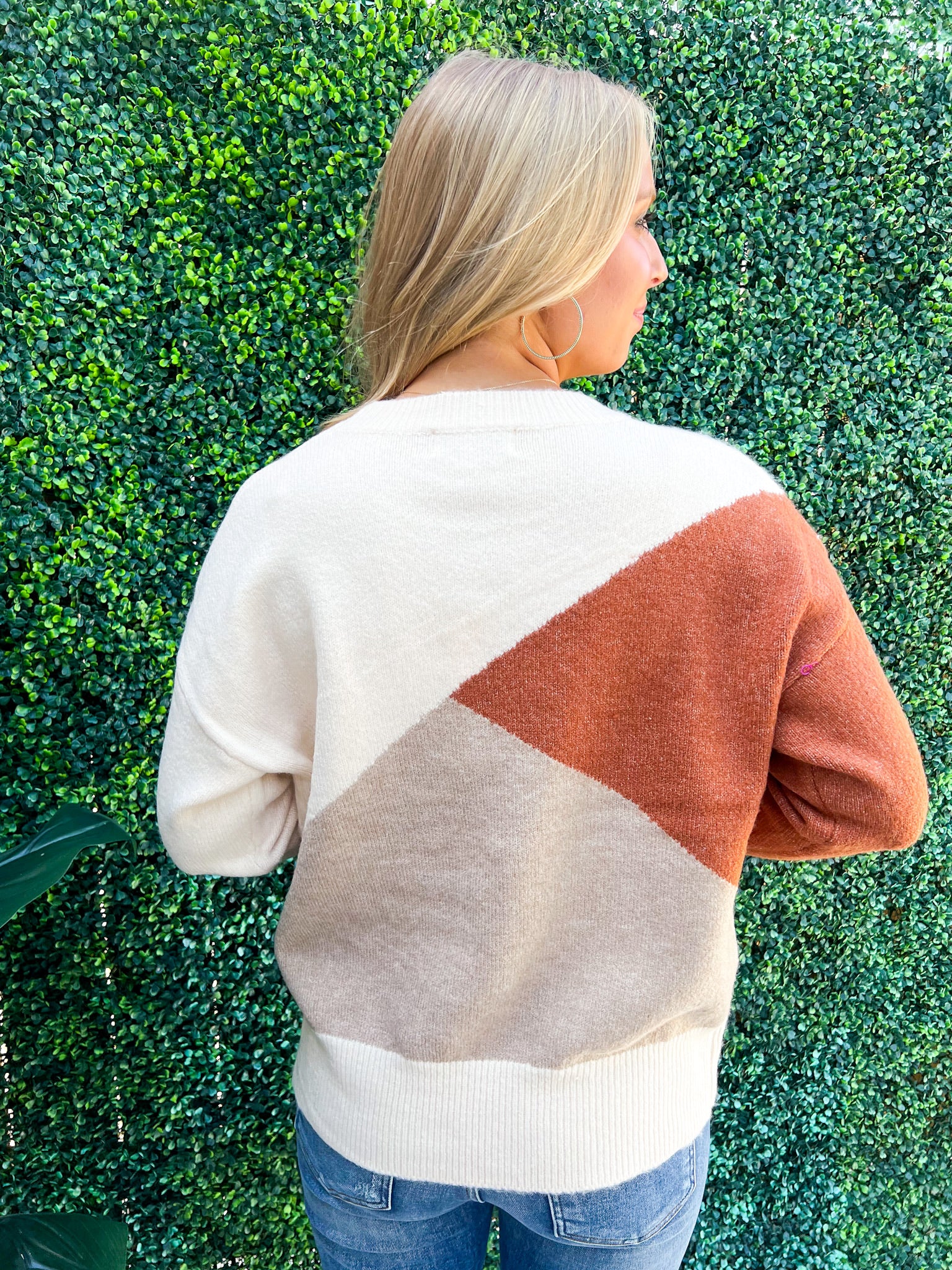 Colorblock Pullover - Cream Rust - Southern Belle Boutique