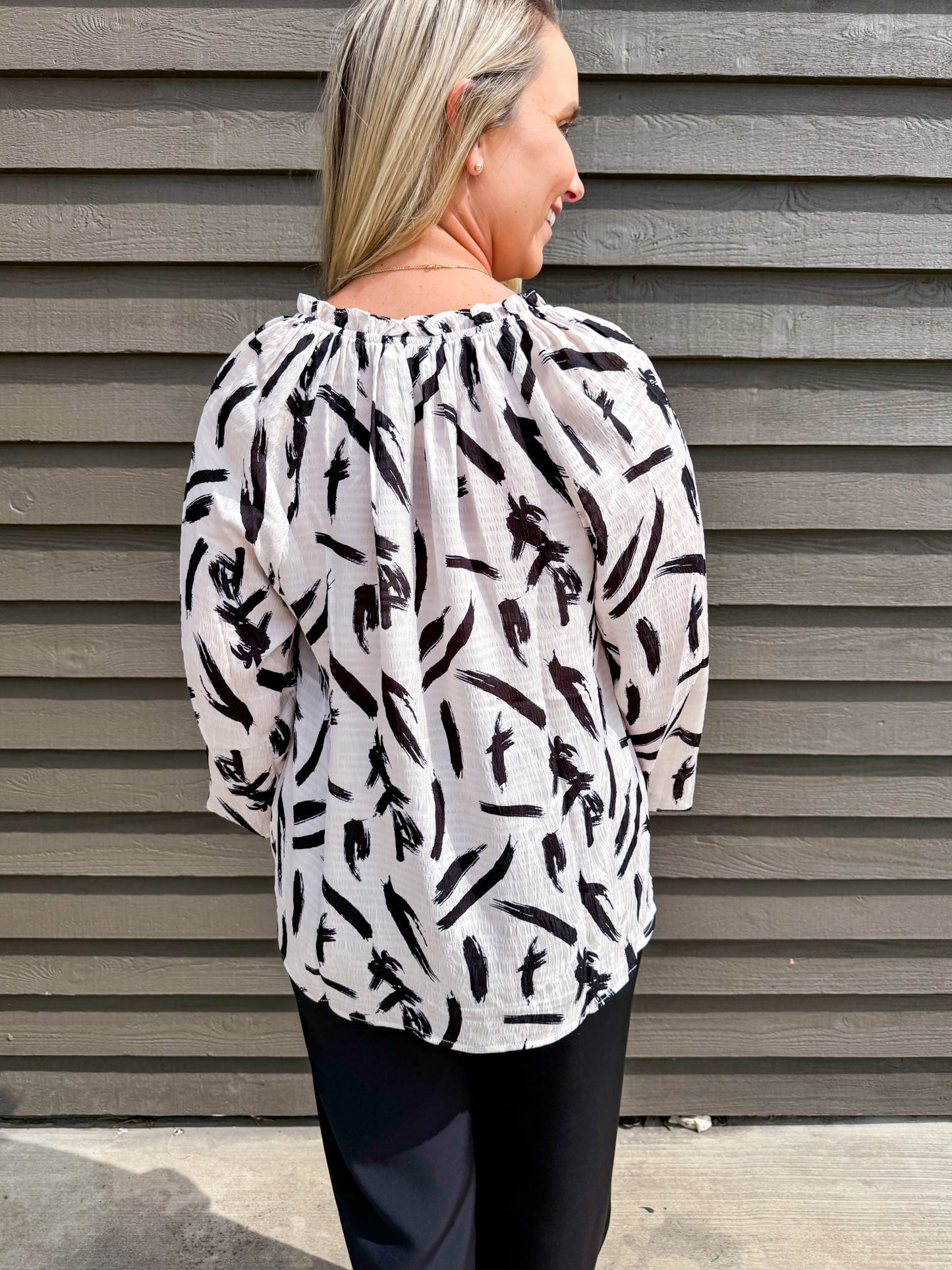 Ivory Black Blouse - Southern Belle Boutique