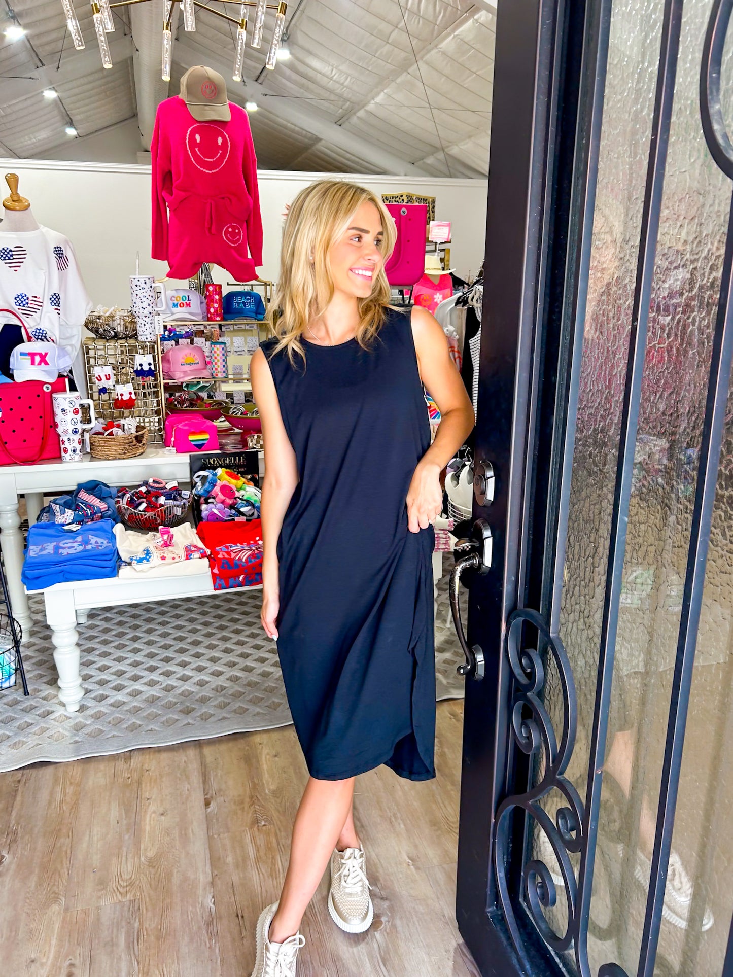 Sheridan Midi Tank Dress - Black - Southern Belle Boutique