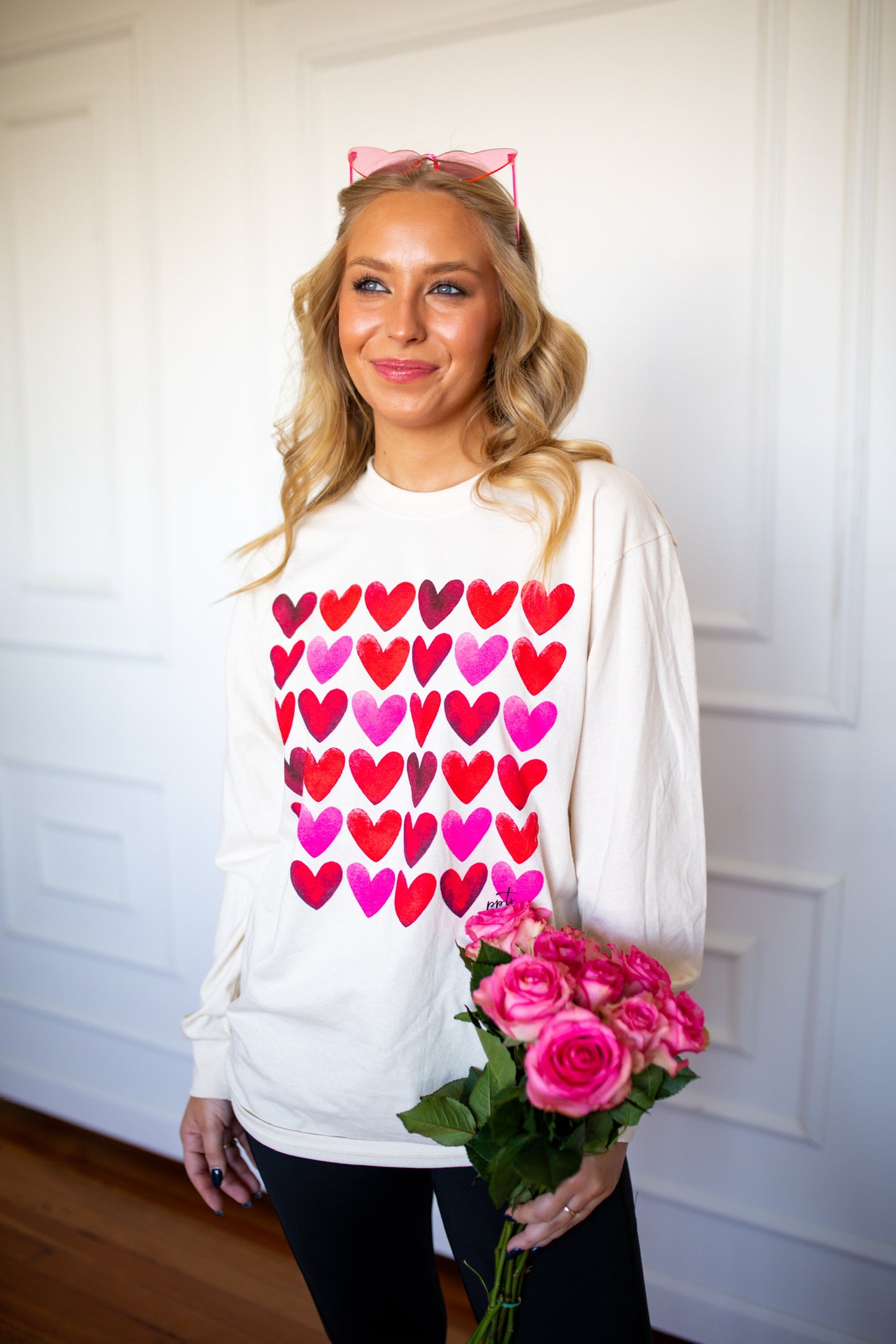 Watercolor Hearts LS Tee - Southern Belle Boutique