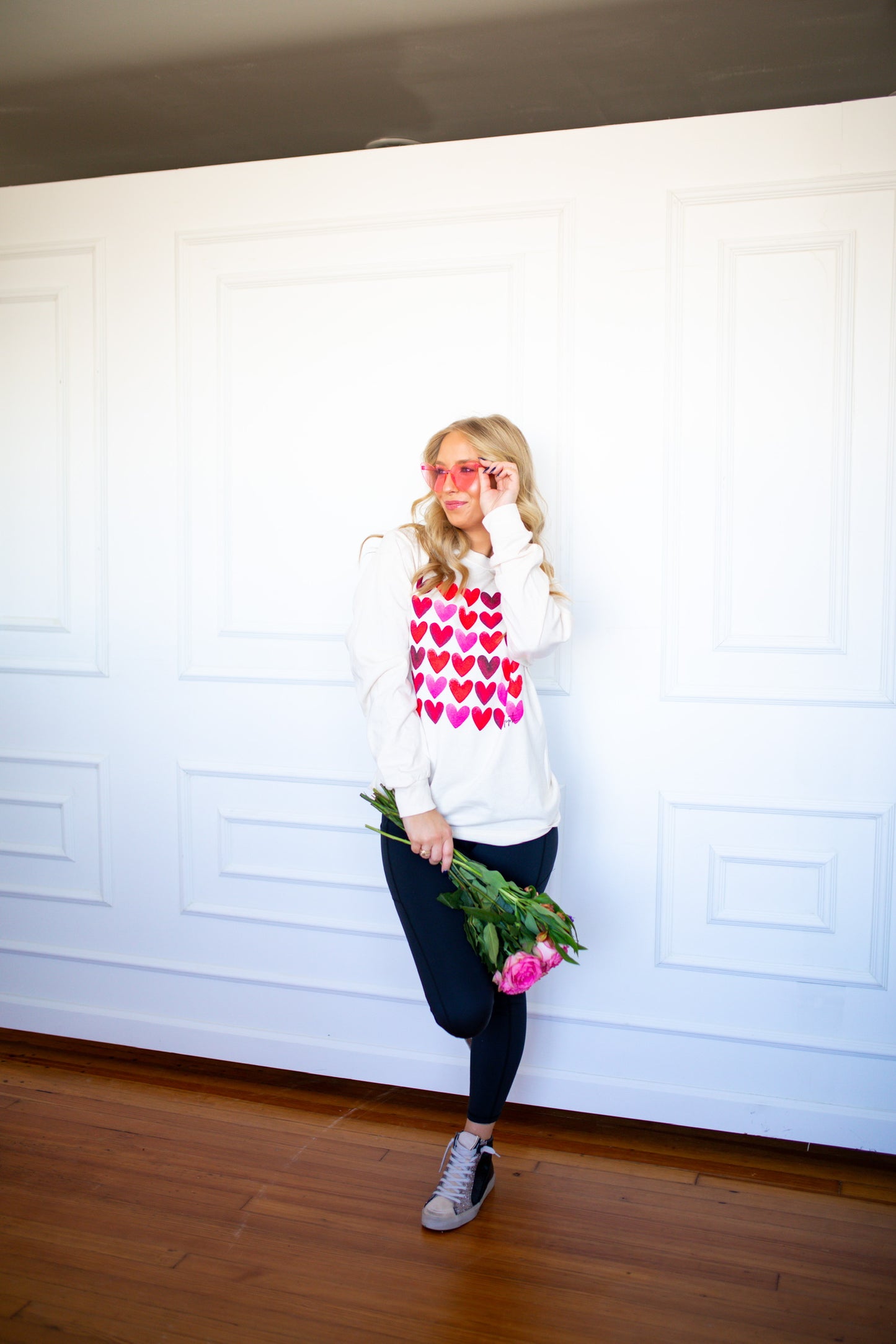 Watercolor Hearts LS Tee - Southern Belle Boutique