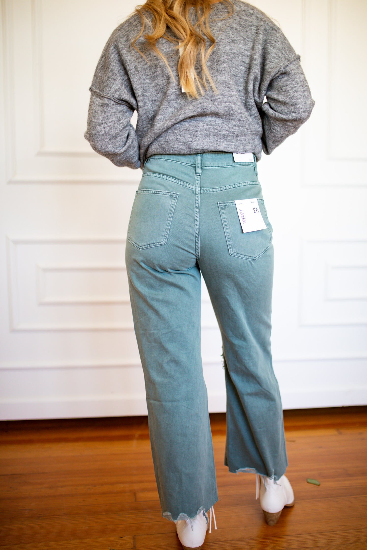 90s Vintage Crop Flare - Mallard Green - Southern Belle Boutique