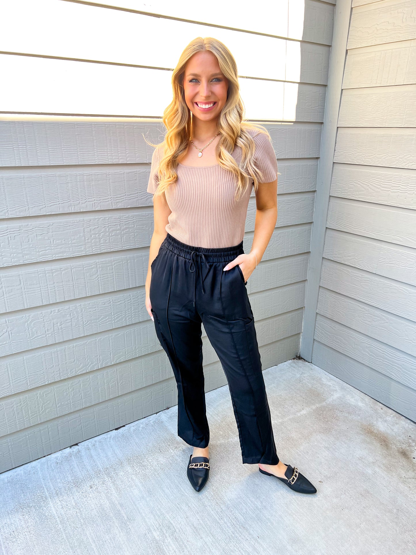 Black Relaxed Utility Pintucked Pants - Southern Belle Boutique