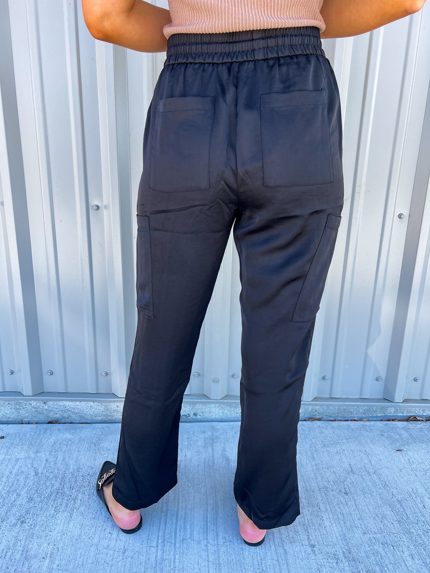 Black Relaxed Utility Pintucked Pants - Southern Belle Boutique
